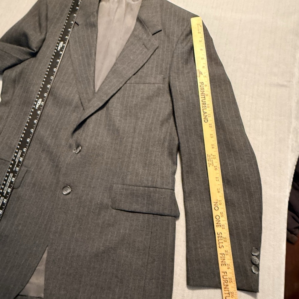 Vintage Levis Action Slacks Mens Gray Pinstripe 2 Piece Suit Blazer Pants - Picture 6 of 16